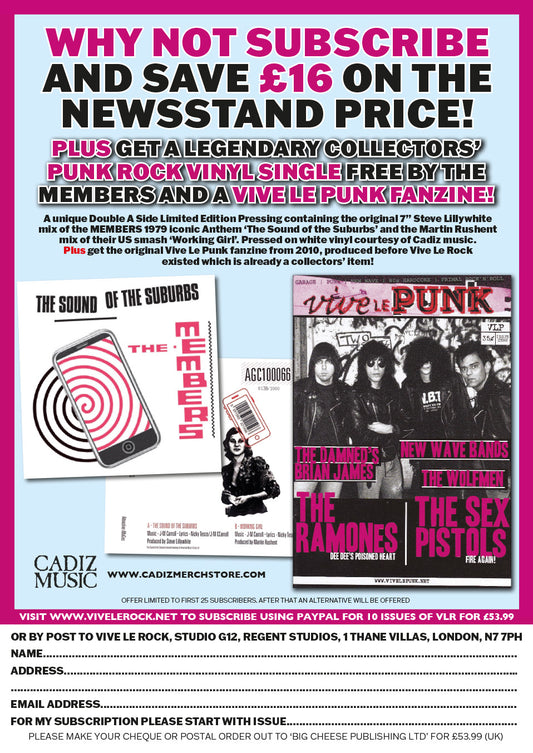 VIVE LE ROCK SUBSCRIPTION WITH FREE MEMBERS SINGLE & VIVE LE PUNK FANZINE!!!