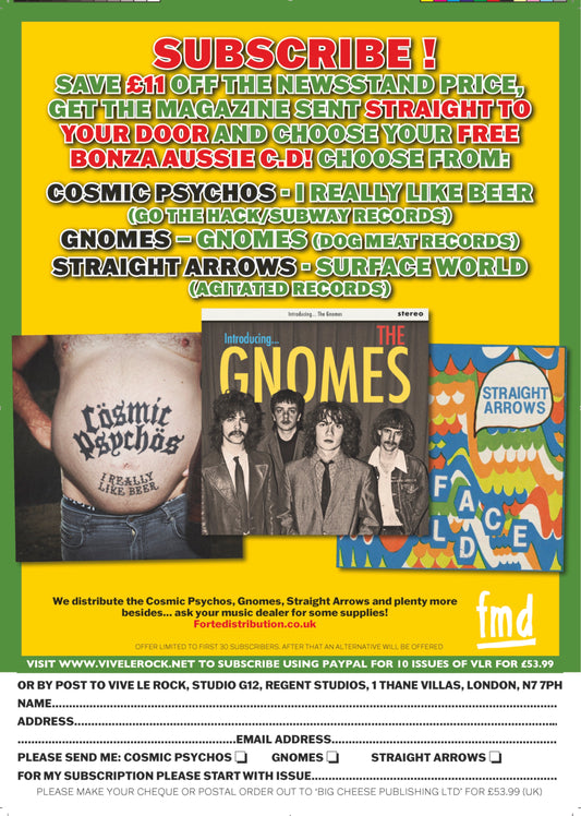 VIVE LE ROCK SUBSCRIPTION WITH FREE BONZA AUSSIE CD!